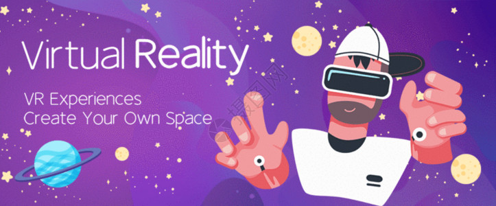 智能手机主图VR科技未来科学星空宇宙VR外设插画GIF高清图片