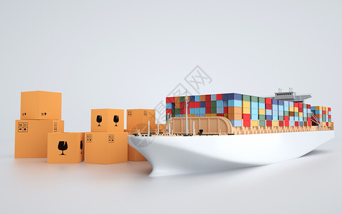 一艘轮船物流运输设计图片