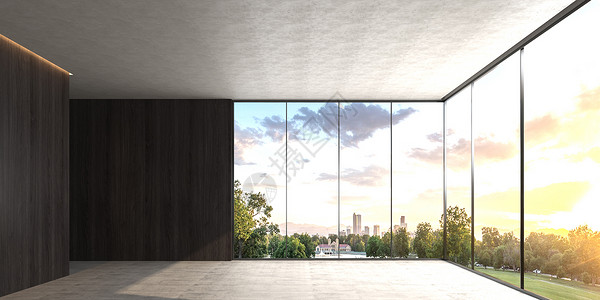 落地窗玻璃3D住宅场景设计图片