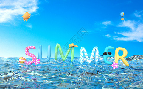 夏日度假静物色彩搭配清凉夏天场景设计图片