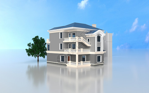 水中房子3d建筑房子模型设计图片