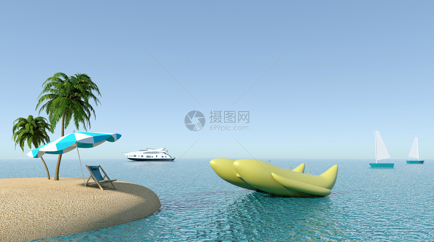 3D海边度假场景图片