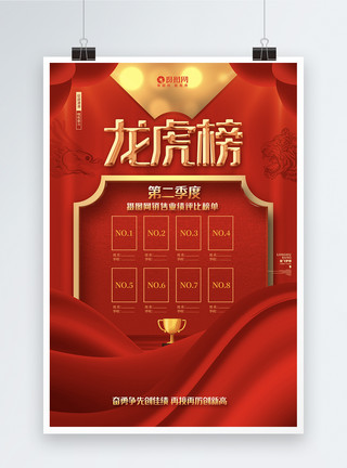 誉榜红色喜庆龙虎榜企业销售业绩龙虎榜海报设计模板