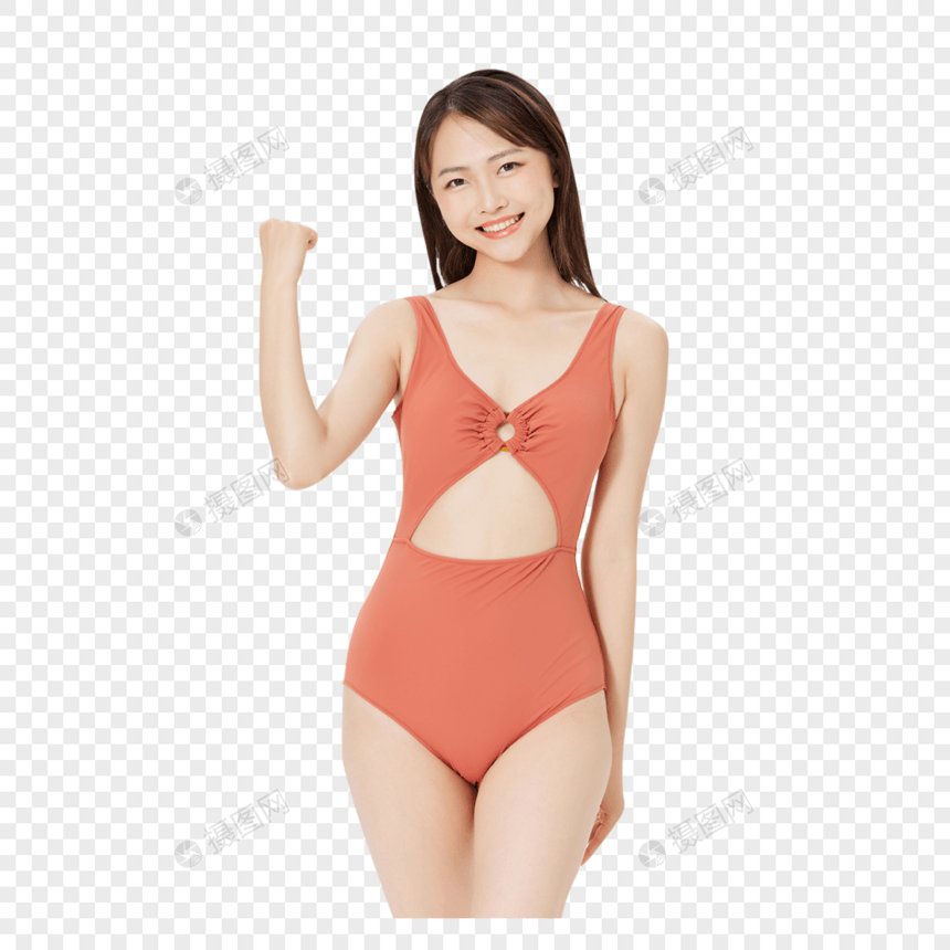 夏日泳装美女加油形象图片