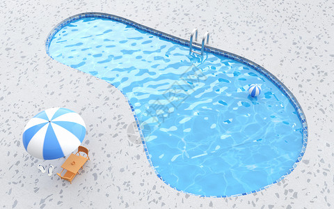 休闲遮阳伞3d游泳池设计图片