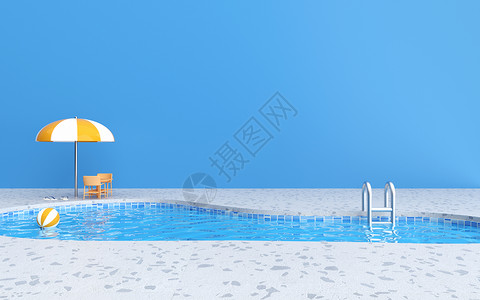 蓝色酒店3d游泳池设计图片