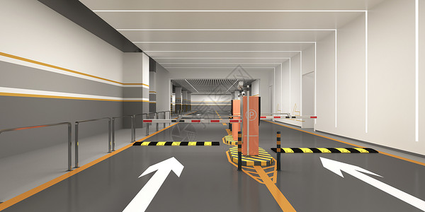 空的停车位3D停车场设计图片