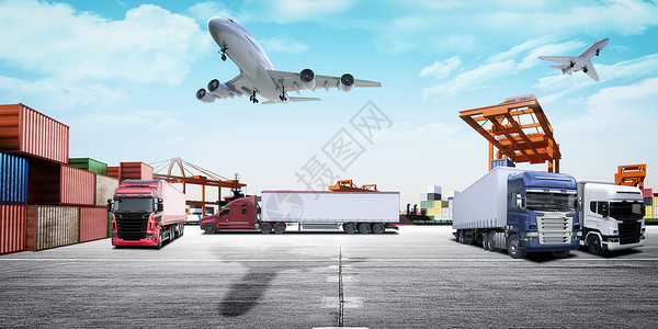 卡车集装箱货运码头设计图片