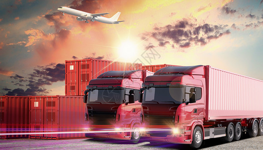 卡车集装箱物流货运设计图片
