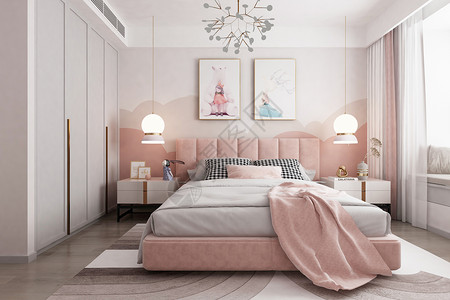 卧室粉色儿童房设计设计图片