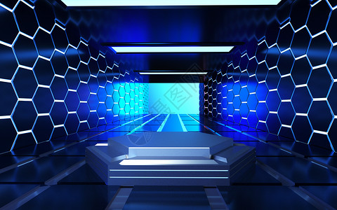 电梯房科技风展台设计图片