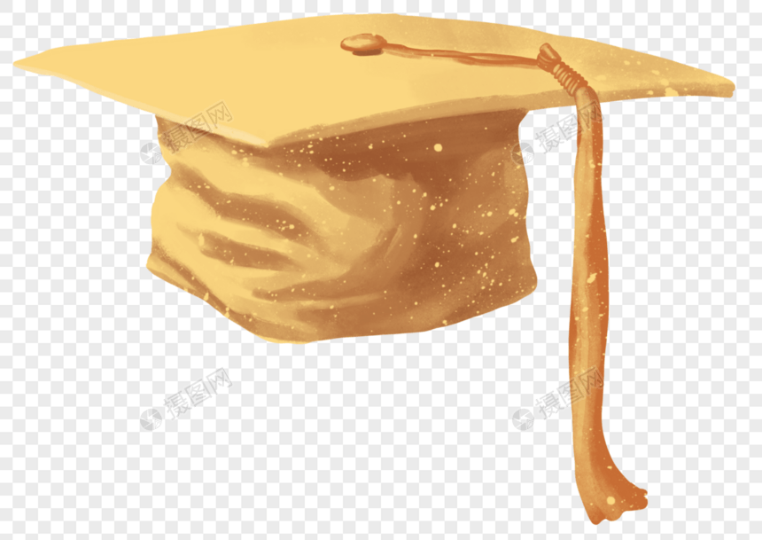 毕业季手绘金色学士帽图片