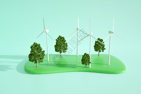插画植树3d环保背景设计图片