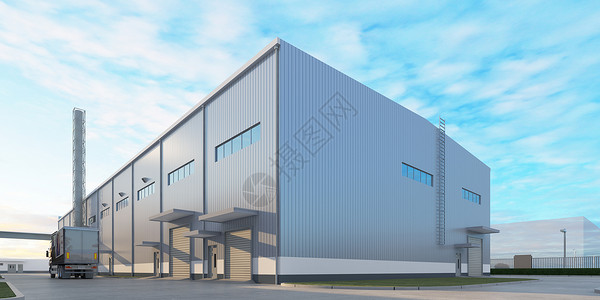 钢结构厂房3D仓库场景设计图片