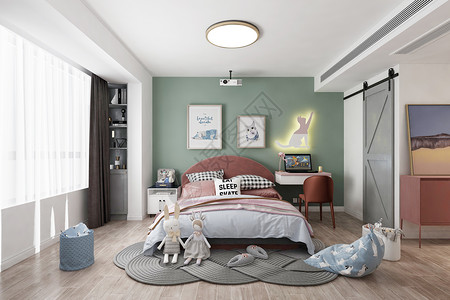 儿童房装修北欧卧室空间设计设计图片