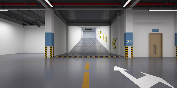 出入口标志3D停车场场景设计图片
