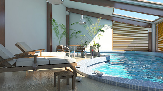 室内绿化植物室内泳池设计图片