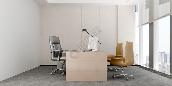 商务桌3D办公室场景设计图片