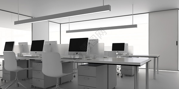 桌椅子3D办公室场景设计图片