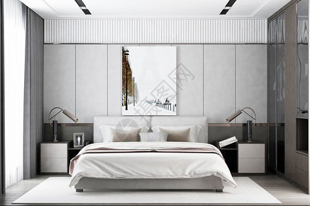 山水装饰画床头画北欧卧室家居设计设计图片