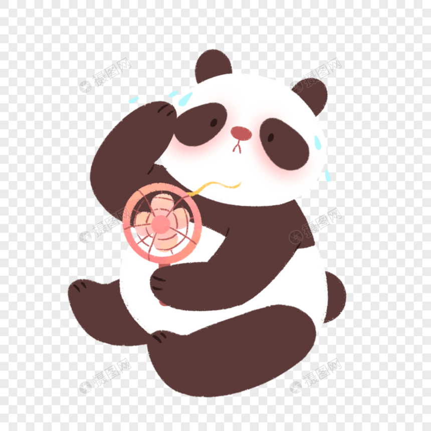 拿着风扇的熊猫图片