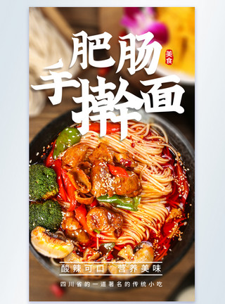 肥肠炒饭肥肠手擀面美食摄影图海报模板