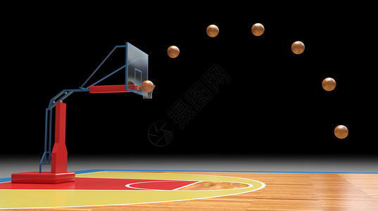 抢篮板篮球场场景设计图片