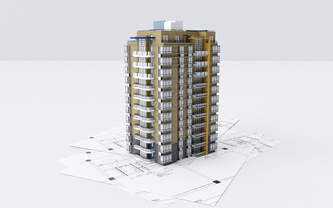 公寓租房房地产建筑模型设计图片