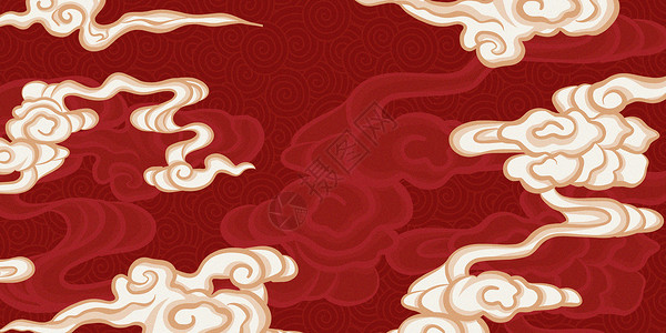 红色祥云图案红色喜庆国潮背景设计图片