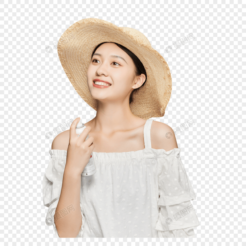 夏日清凉美女喷防晒喷雾图片