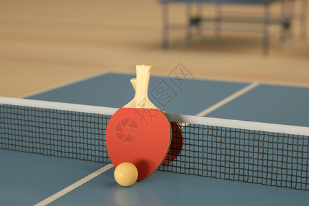 亚运会乒乓球拍乒乓球特写设计图片