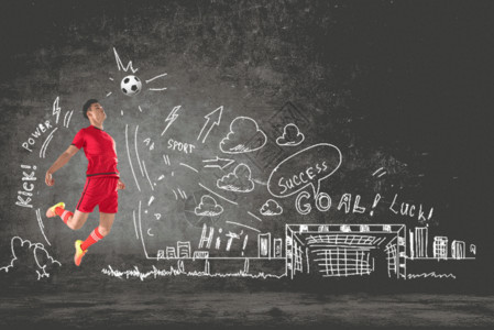 少儿绘画比赛足球运动员gif动图高清图片