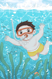 游泳素材背景潜水的小孩GIF高清图片