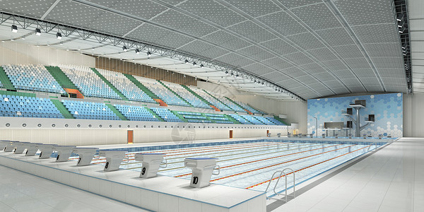 游泳展板游泳馆3D游泳馆场景设计图片