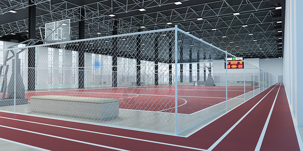 室内网球场3D篮球场场景设计图片