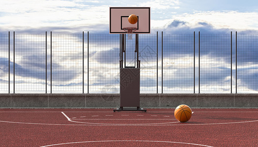 户外竞技3D篮球场场景设计图片