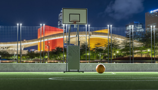3D篮球场场景背景图片