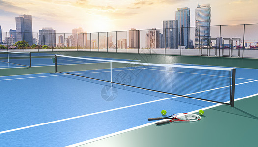 户外竞技3D网球场景设计图片