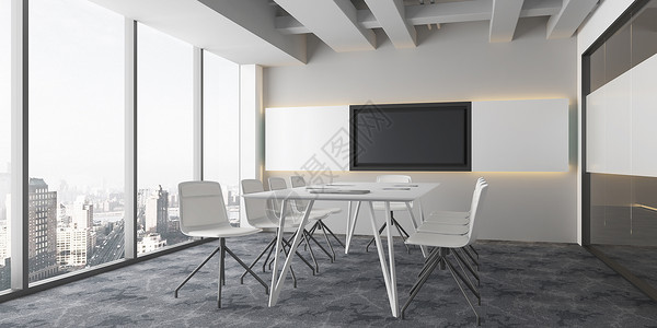 商务办公椅3D会议室场景设计图片