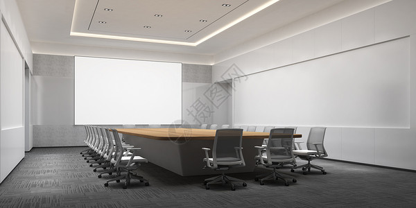 白色会议室3D会议室场景设计图片