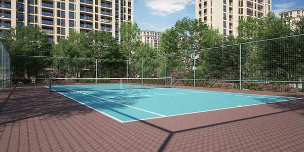 小区运动3D户外网球场设计图片