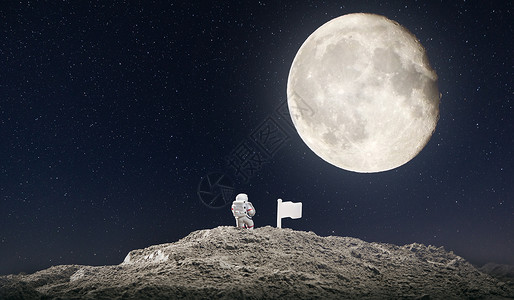 火箭太空月球人类月球日设计图片