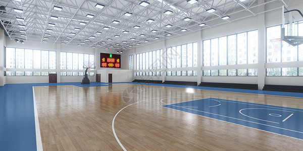 篾筐3D篮球场场景设计图片