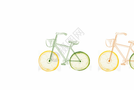 手绘青柠檬片水果自行车GIF高清图片