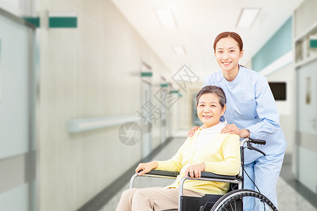 老人轮椅医患关系设计图片