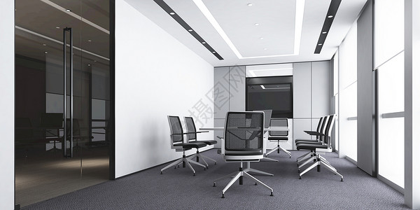 公司玻璃门3D会议室场景设计图片