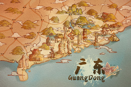 美丽的惠州广东省旅游地图插画插画