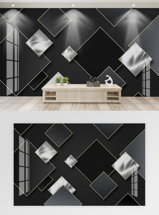 现代简约灰色系几何抽象色块背景墙模板