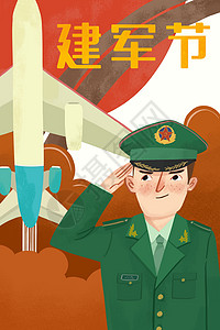 飞机表演八一建军节插画
