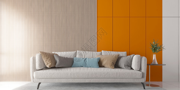 橙色简约装饰3D色彩家居场景设计图片